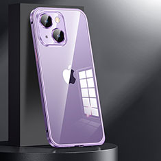 Schutzhülle Luxus Metall Rahmen und Kunststoff Schutzhülle Tasche JL1 für Apple iPhone 14 Violett