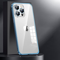 Schutzhülle Luxus Metall Rahmen und Kunststoff Schutzhülle Tasche JL1 für Apple iPhone 15 Pro Blau