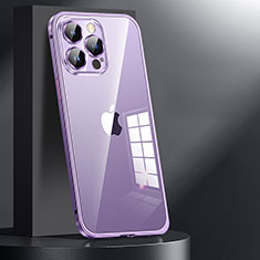 Schutzhülle Luxus Metall Rahmen und Kunststoff Schutzhülle Tasche JL1 für Apple iPhone 15 Pro Violett