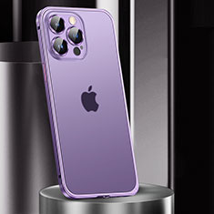 Schutzhülle Luxus Metall Rahmen und Kunststoff Schutzhülle Tasche JL2 für Apple iPhone 13 Pro Max Violett