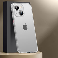 Schutzhülle Luxus Metall Rahmen und Kunststoff Schutzhülle Tasche JL2 für Apple iPhone 14 Plus Silber