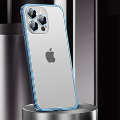 Schutzhülle Luxus Metall Rahmen und Kunststoff Schutzhülle Tasche JL2 für Apple iPhone 14 Pro Blau