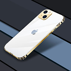 Schutzhülle Luxus Metall Rahmen und Kunststoff Schutzhülle Tasche JL3 für Apple iPhone 14 Gold