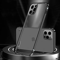 Schutzhülle Luxus Metall Rahmen und Kunststoff Schutzhülle Tasche JL3 für Apple iPhone 14 Pro Schwarz