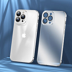 Schutzhülle Luxus Metall Rahmen und Kunststoff Schutzhülle Tasche LF1 für Apple iPhone 13 Pro Silber