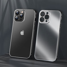 Schutzhülle Luxus Metall Rahmen und Kunststoff Schutzhülle Tasche LF1 für Apple iPhone 14 Pro Max Schwarz