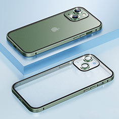 Schutzhülle Luxus Metall Rahmen und Kunststoff Schutzhülle Tasche LF3 für Apple iPhone 14 Grün