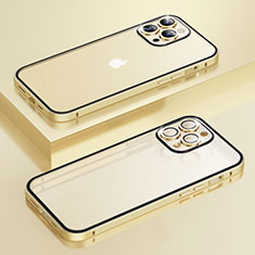 Schutzhülle Luxus Metall Rahmen und Kunststoff Schutzhülle Tasche LF3 für Apple iPhone 15 Pro Max Gold