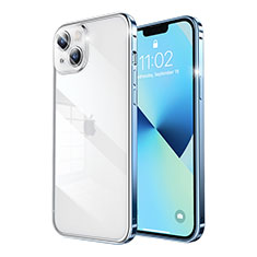 Schutzhülle Luxus Metall Rahmen und Kunststoff Schutzhülle Tasche LF5 für Apple iPhone 13 Blau