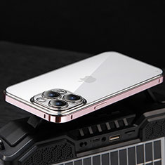 Schutzhülle Luxus Metall Rahmen und Kunststoff Schutzhülle Tasche LF5 für Apple iPhone 13 Pro Rosegold