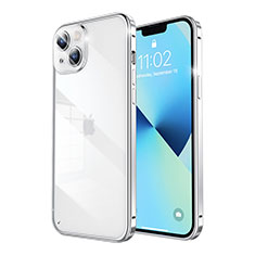 Schutzhülle Luxus Metall Rahmen und Kunststoff Schutzhülle Tasche LF5 für Apple iPhone 13 Silber