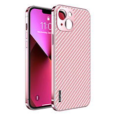 Schutzhülle Luxus Metall Rahmen und Kunststoff Schutzhülle Tasche LF6 für Apple iPhone 13 Rosegold