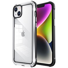 Schutzhülle Luxus Metall Rahmen und Kunststoff Schutzhülle Tasche LF6 für Apple iPhone 14 Plus Silber