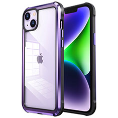 Schutzhülle Luxus Metall Rahmen und Kunststoff Schutzhülle Tasche LF6 für Apple iPhone 14 Plus Violett