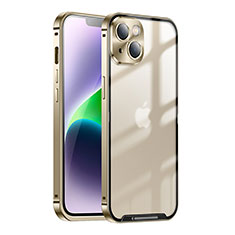 Schutzhülle Luxus Metall Rahmen und Kunststoff Schutzhülle Tasche LK1 für Apple iPhone 14 Gold