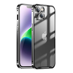 Schutzhülle Luxus Metall Rahmen und Kunststoff Schutzhülle Tasche LK1 für Apple iPhone 14 Schwarz