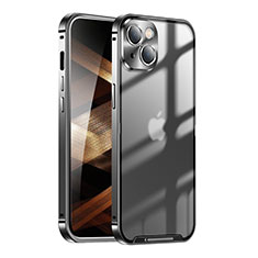 Schutzhülle Luxus Metall Rahmen und Kunststoff Schutzhülle Tasche LK1 für Apple iPhone 15 Schwarz