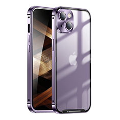 Schutzhülle Luxus Metall Rahmen und Kunststoff Schutzhülle Tasche LK1 für Apple iPhone 15 Violett