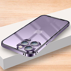 Schutzhülle Luxus Metall Rahmen und Kunststoff Schutzhülle Tasche LK2 für Apple iPhone 15 Pro Violett