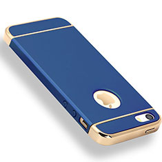 Schutzhülle Luxus Metall Rahmen und Kunststoff Schutzhülle Tasche M01 für Apple iPhone 5 Blau