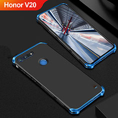 Schutzhülle Luxus Metall Rahmen und Kunststoff Schutzhülle Tasche M01 für Huawei Honor V20 Blau und Schwarz