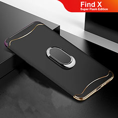 Schutzhülle Luxus Metall Rahmen und Kunststoff Schutzhülle Tasche M01 für Oppo Find X Super Flash Edition Schwarz
