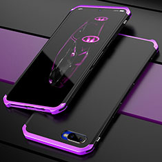 Schutzhülle Luxus Metall Rahmen und Kunststoff Schutzhülle Tasche M01 für Oppo K1 Violett