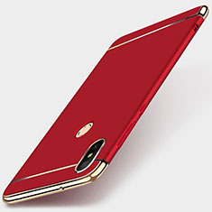 Schutzhülle Luxus Metall Rahmen und Kunststoff Schutzhülle Tasche M01 für Xiaomi Mi A2 Lite Rot