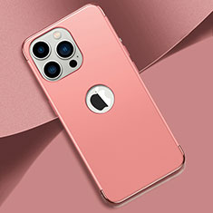 Schutzhülle Luxus Metall Rahmen und Kunststoff Schutzhülle Tasche M02 für Apple iPhone 14 Pro Rosegold