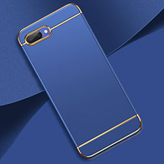 Schutzhülle Luxus Metall Rahmen und Kunststoff Schutzhülle Tasche M02 für Oppo A12e Blau