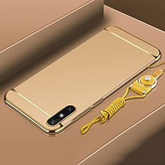 Schutzhülle Luxus Metall Rahmen und Kunststoff Schutzhülle Tasche M03 für Huawei Enjoy 10e Gold