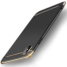 Schutzhülle Luxus Metall Rahmen und Kunststoff Schutzhülle Tasche M05 für Apple iPhone X Schwarz