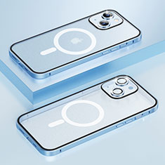 Schutzhülle Luxus Metall Rahmen und Kunststoff Schutzhülle Tasche mit Mag-Safe Magnetic Magnetisch Bling-Bling LF1 für Apple iPhone 13 Blau