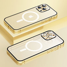 Schutzhülle Luxus Metall Rahmen und Kunststoff Schutzhülle Tasche mit Mag-Safe Magnetic Magnetisch Bling-Bling LF1 für Apple iPhone 13 Pro Max Gold