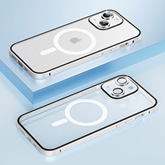 Schutzhülle Luxus Metall Rahmen und Kunststoff Schutzhülle Tasche mit Mag-Safe Magnetic Magnetisch Bling-Bling LF1 für Apple iPhone 13 Silber