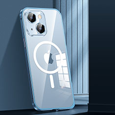 Schutzhülle Luxus Metall Rahmen und Kunststoff Schutzhülle Tasche mit Mag-Safe Magnetic Magnetisch JL1 für Apple iPhone 13 Blau