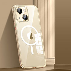 Schutzhülle Luxus Metall Rahmen und Kunststoff Schutzhülle Tasche mit Mag-Safe Magnetic Magnetisch JL1 für Apple iPhone 13 Gold