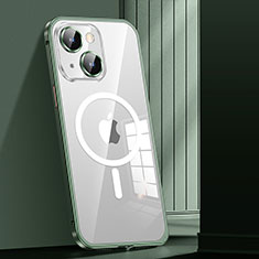 Schutzhülle Luxus Metall Rahmen und Kunststoff Schutzhülle Tasche mit Mag-Safe Magnetic Magnetisch JL1 für Apple iPhone 13 Grün