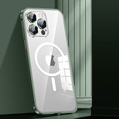 Schutzhülle Luxus Metall Rahmen und Kunststoff Schutzhülle Tasche mit Mag-Safe Magnetic Magnetisch JL1 für Apple iPhone 13 Pro Max Grün