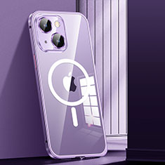 Schutzhülle Luxus Metall Rahmen und Kunststoff Schutzhülle Tasche mit Mag-Safe Magnetic Magnetisch JL1 für Apple iPhone 13 Violett