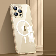 Schutzhülle Luxus Metall Rahmen und Kunststoff Schutzhülle Tasche mit Mag-Safe Magnetic Magnetisch JL1 für Apple iPhone 14 Pro Gold