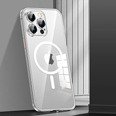 Schutzhülle Luxus Metall Rahmen und Kunststoff Schutzhülle Tasche mit Mag-Safe Magnetic Magnetisch JL1 für Apple iPhone 14 Pro Max Silber