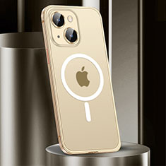 Schutzhülle Luxus Metall Rahmen und Kunststoff Schutzhülle Tasche mit Mag-Safe Magnetic Magnetisch JL2 für Apple iPhone 13 Gold