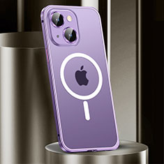 Schutzhülle Luxus Metall Rahmen und Kunststoff Schutzhülle Tasche mit Mag-Safe Magnetic Magnetisch JL2 für Apple iPhone 13 Violett