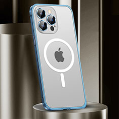 Schutzhülle Luxus Metall Rahmen und Kunststoff Schutzhülle Tasche mit Mag-Safe Magnetic Magnetisch JL2 für Apple iPhone 14 Pro Blau