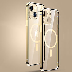 Schutzhülle Luxus Metall Rahmen und Kunststoff Schutzhülle Tasche mit Mag-Safe Magnetic Magnetisch JL3 für Apple iPhone 14 Gold