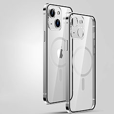 Schutzhülle Luxus Metall Rahmen und Kunststoff Schutzhülle Tasche mit Mag-Safe Magnetic Magnetisch JL3 für Apple iPhone 14 Plus Silber