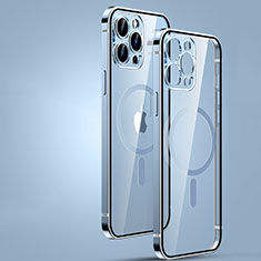 Schutzhülle Luxus Metall Rahmen und Kunststoff Schutzhülle Tasche mit Mag-Safe Magnetic Magnetisch JL3 für Apple iPhone 14 Pro Blau