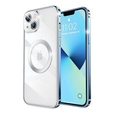 Schutzhülle Luxus Metall Rahmen und Kunststoff Schutzhülle Tasche mit Mag-Safe Magnetic Magnetisch LF3 für Apple iPhone 13 Blau