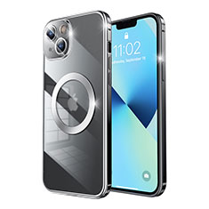 Schutzhülle Luxus Metall Rahmen und Kunststoff Schutzhülle Tasche mit Mag-Safe Magnetic Magnetisch LF3 für Apple iPhone 13 Schwarz